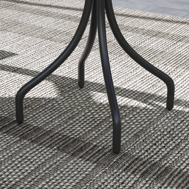 Outdoor Side Table,Patio Round Coffee Table with Steel Frame and Slat Tabletop