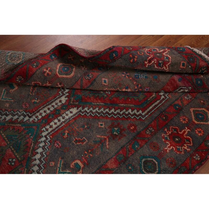 Tribal Heriz Persian Vintage Runner Rug Handmade Wool Carpet - 3'9" x 11'11"