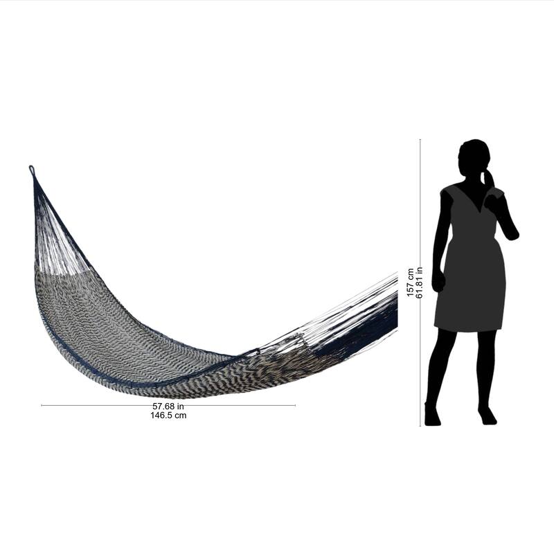 NOVICA Ocean Waves Large Deluxe Hammock - Blue