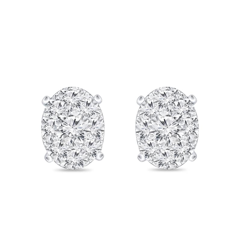 Auriya 14k Gold 1/2ctw Oval Pave Diamond Stud Earrings (H-I, I1-I2)