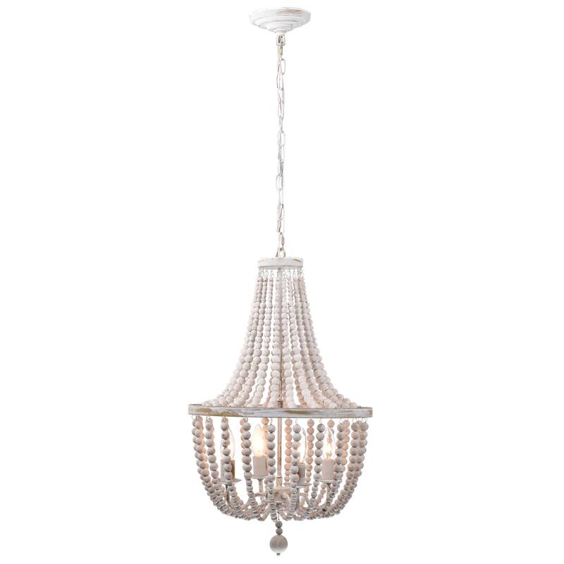 Samsa 16 Inch Bohemian Style Antique White Pendant Chandelier 4-Light