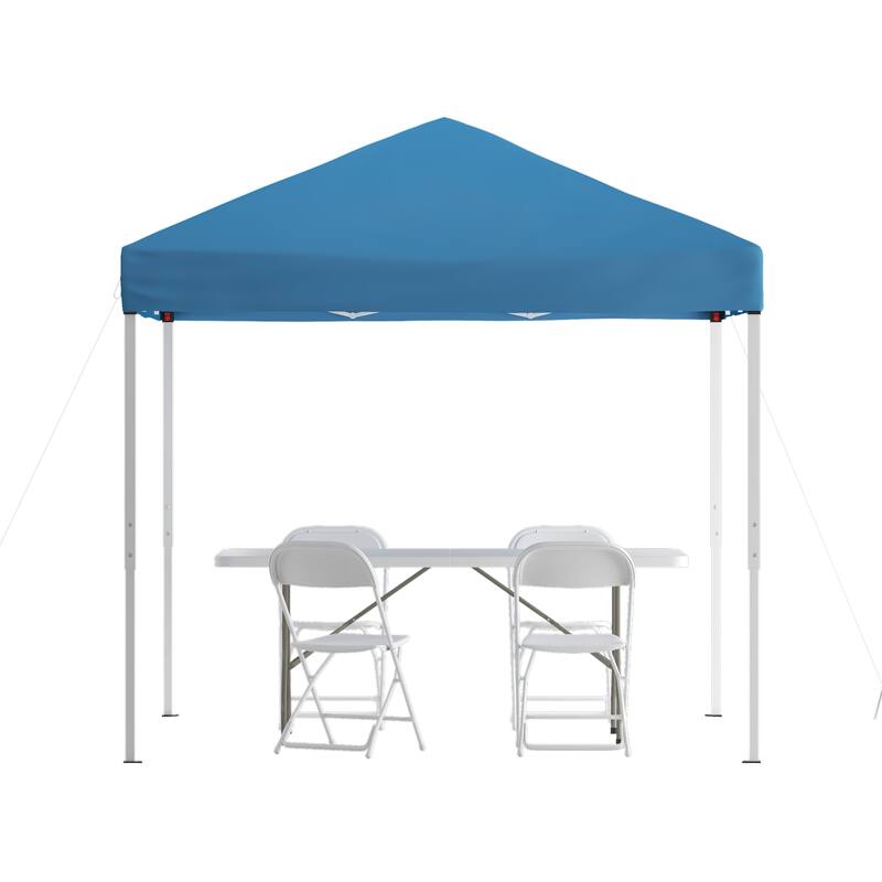 8' x 8' Pop Up Canopy, Folding Table and 4 Folding Chairs Bundle