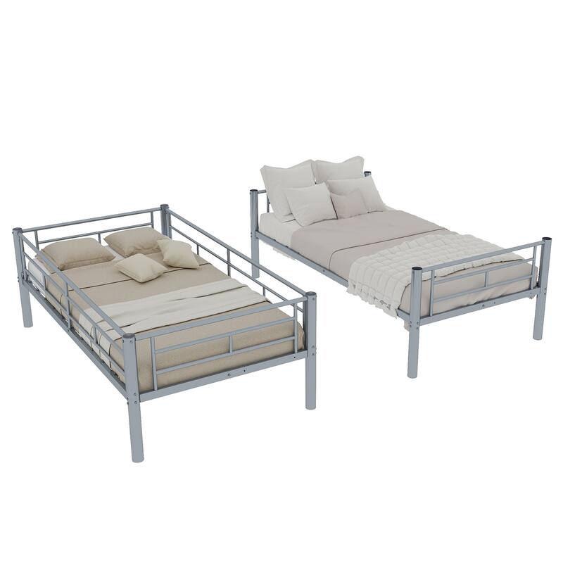 GDFStudio - Twin Over Twin Metal Convertible Bunk Bed Frame