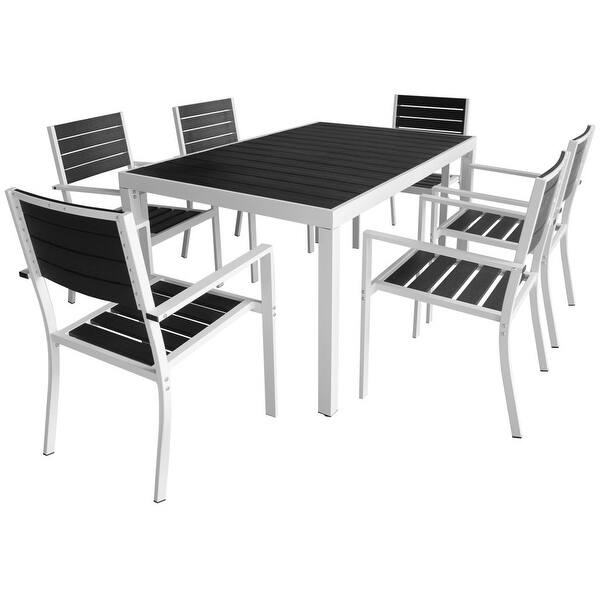 Shop Vidaxl Outdoor Dining Set 7 Pieces Wpc Black Patio Furniture Overstock 26236618