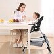 preview thumbnail 6 of 5, Simple Fold Highchair for Infants w/Large Storage Basket, Adjustable Height, Detachable Double Trays, 4 Lockable Wheels, Black