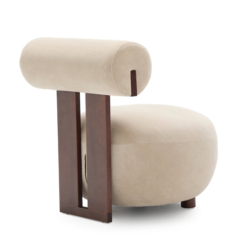 Christopher Knight Home - Modern Velvet Solid Wood Accent Chair with Sculptural Design
