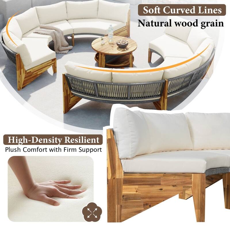 6-Person Outdoor Seating Group with Cushions and Coffee Table for Patios and Gathering Spaces