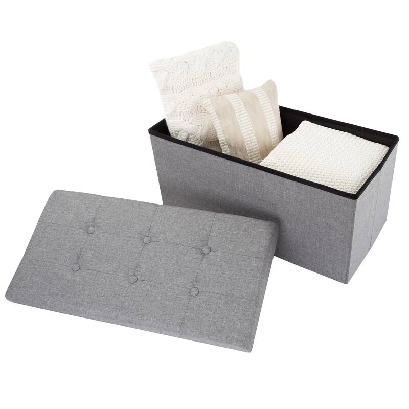 Lavish Home Set of Two 30-Inch Ottomans, Gray