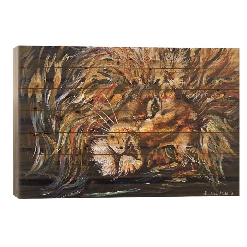 Just Lion Around Print On Wood by Lindsey Dahl - Multi-Color - 18x26x1.5