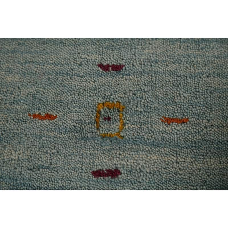 Blue Gabbeh Oriental Area Rug Handmade Wool Carpet - 4'2"x 5'10"