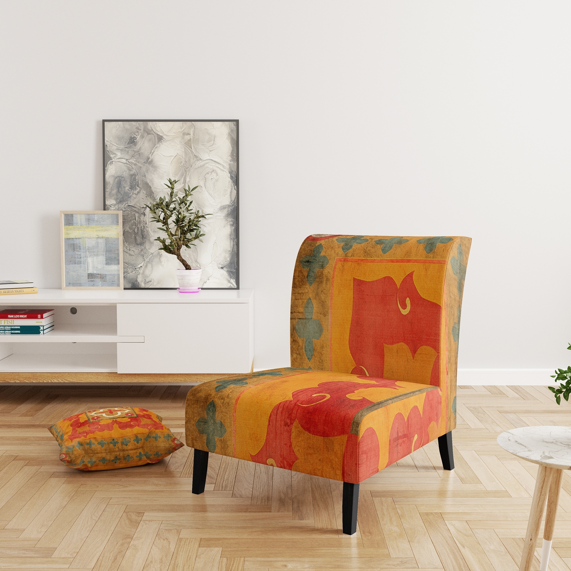Designart "Moroccan Orange Tiles Collage II" Upholstered - Picture 12 of 20