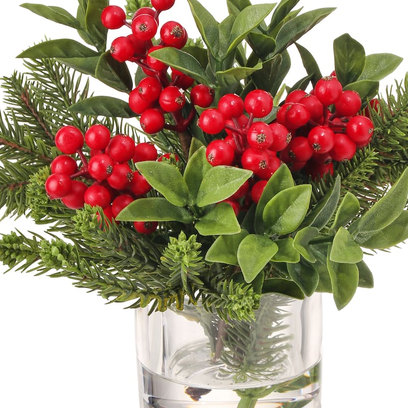 9" Berry/Pine/Cone Arrangement