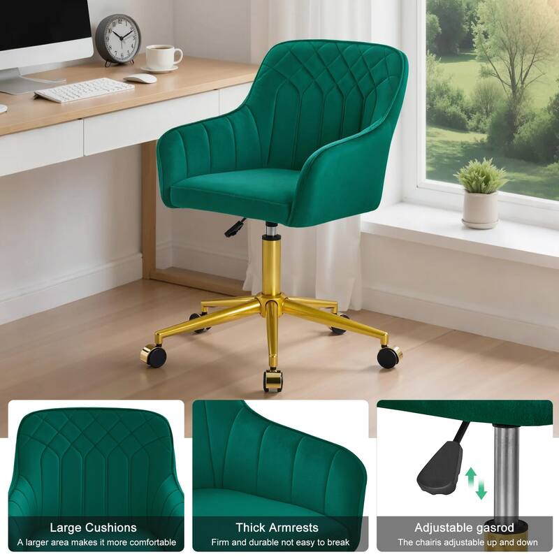 VECELO Modern Home Office Chairs Height Adjustable 360 Swivel Task Chair with Metal Base Silent Wheels