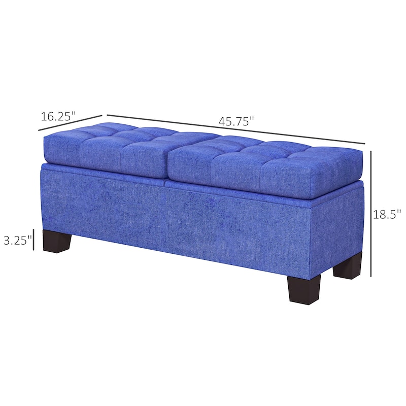 Upholstered Storage Ottoman Bench with Steel Frame