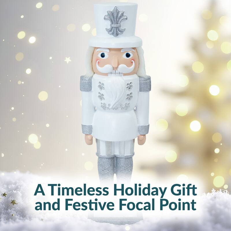 Sunnydaze Sterling the Silver Christmas Nutcracker Statue - 37" H