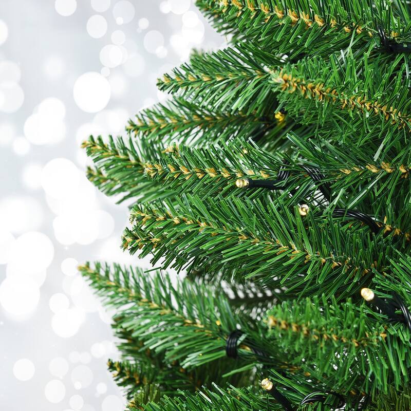 Gymax 5ft LED Pre-lit Half Christmas Tree PVC Artificial Tree w/ 8