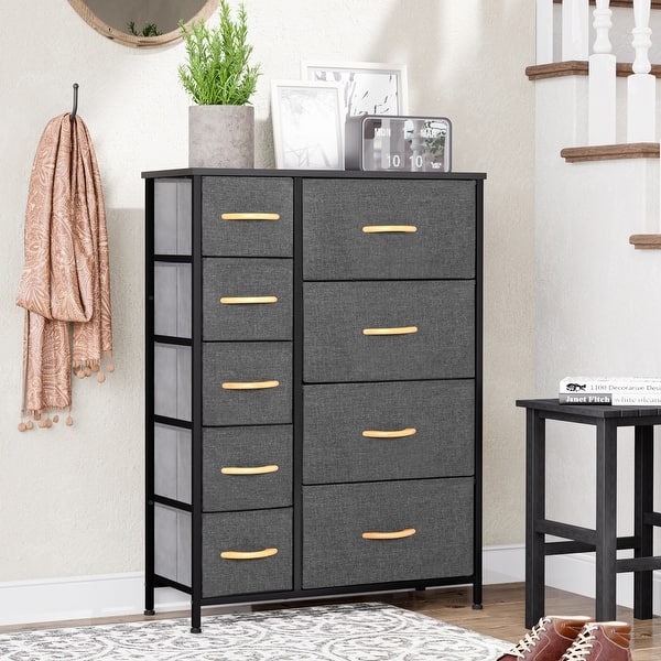 slide 11 of 25, Vertical Dresser Storage Tower 9-drawer Chest Organizer Unit for Home Grey - 9-drawer