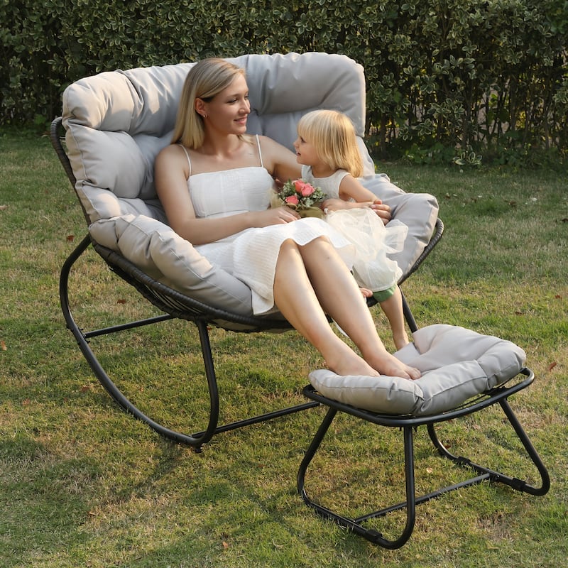 Patio Rocking Chair with Ottoman
