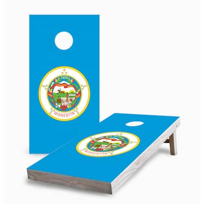 Minnesota State Flag Corn Hole Board Set w Case & Lights