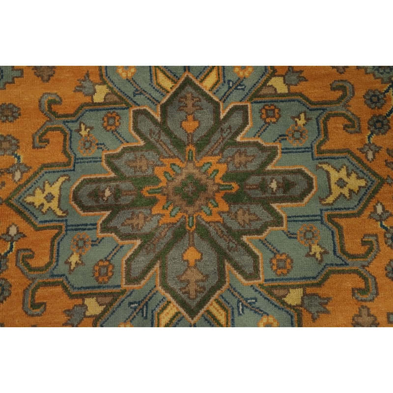 Hand Knotted Oriental 100% Wool Carpet Traditional Floral Oranges & Rust Ziegler Area Rug - 9' 10'' X 8' 0''