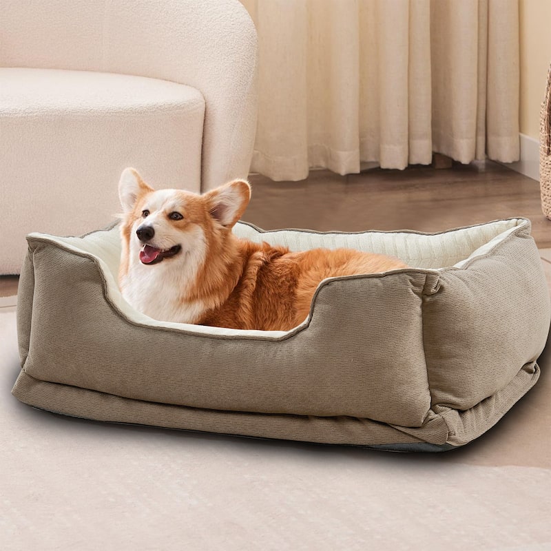 Soft Plush Bolstered Rectangle Dog Bed