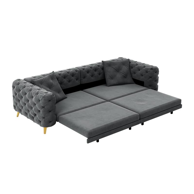 GDFStudio - Velvet 97.7" 3-in-1 Convertible Sleeper Sofa with Pull-Out Bed