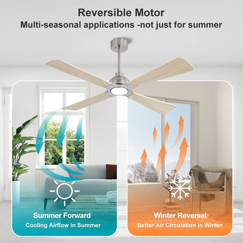 MLiAN 56" 4 Blades Indoor LED Ceiling Fan with Remite Control - 56 inch
