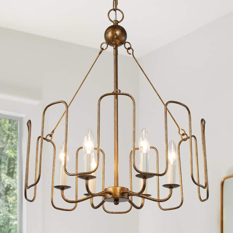 Luray Mid-Century Modern 6-light Drum Vintage Chandelier Lantern Pendant For Dining Room