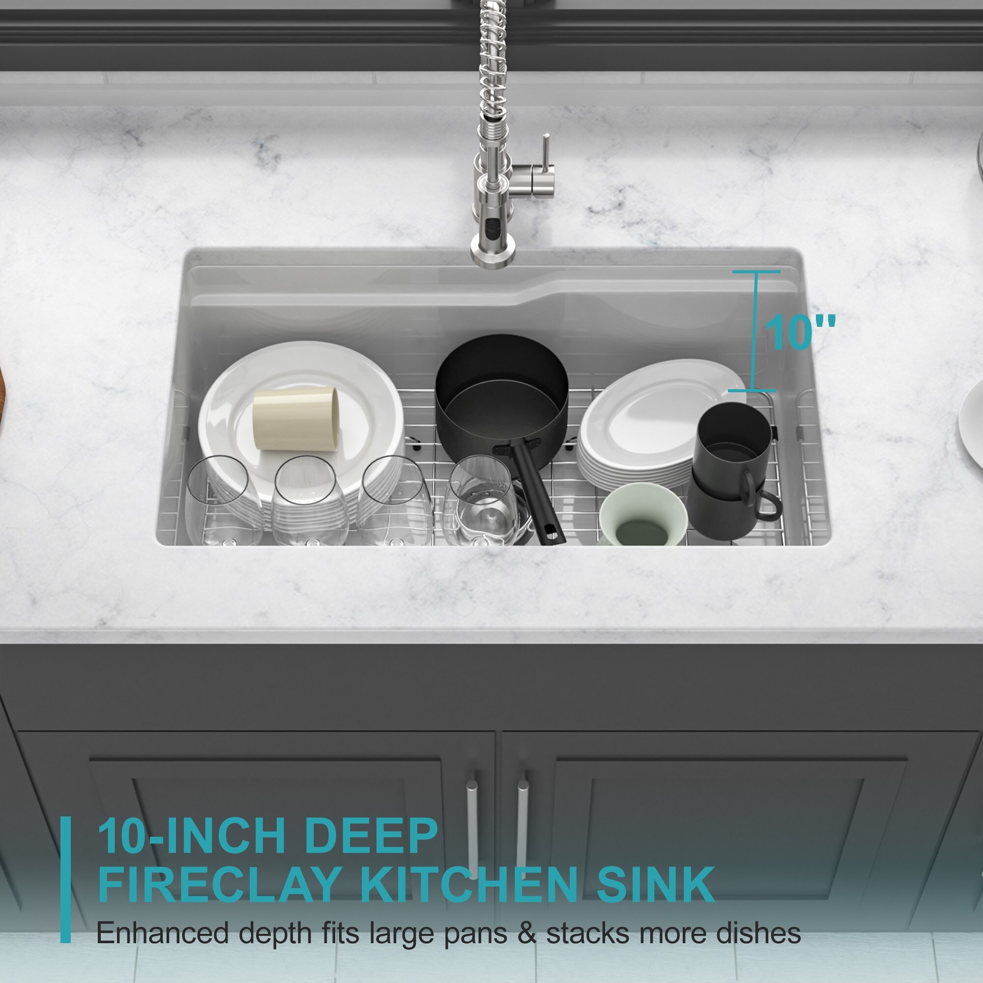 テーブル用品 sold 32 Inch Undermount Single Bowl Porcelain Fireclay Kitchen Sink in