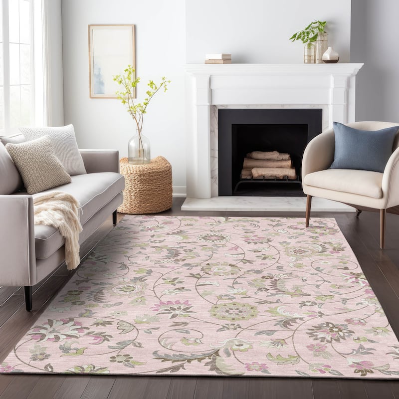 Machine Washable Indoor/ Outdoor Traditional Chantille Rug
