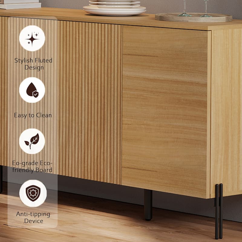WAMPAT 3-Piece Modern Bedroom Furniture Set, Includes Sideboard Buffet Cabinet, Set of 2 Night Stands,