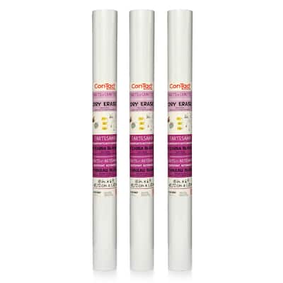 Con-Tact Brand Adhesive Roll, Dry Erase, 18" x 6', Pack of 3