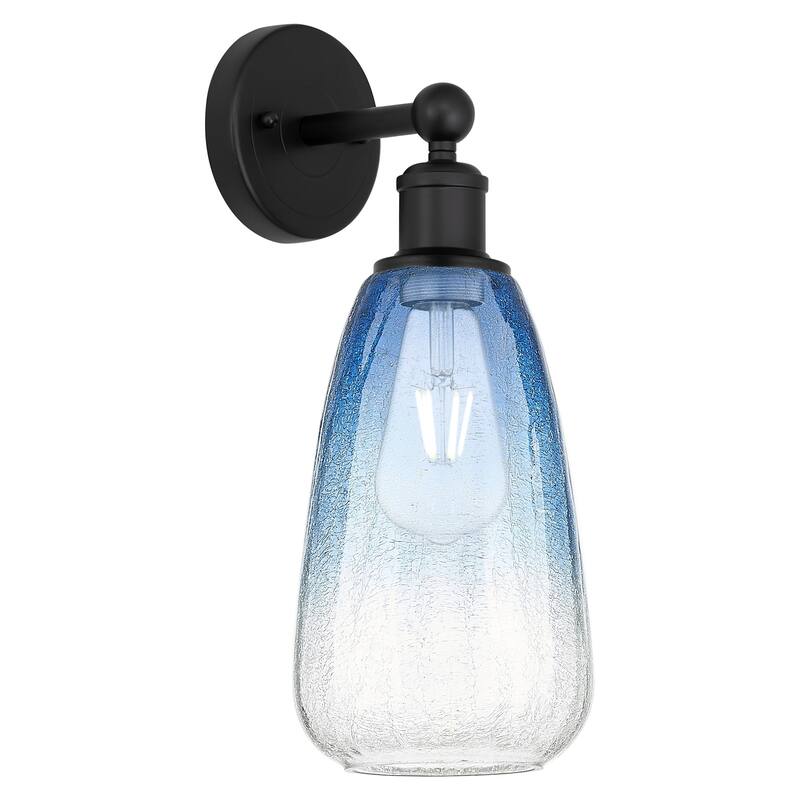 Innovations Lighting 616-1W-16-6 Brookhaven Almond Sconce Brookhaven - Matte Black / Sapphire Blue