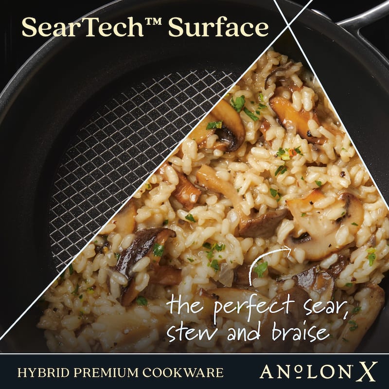 Anolon X Hybrid Nonstick Induction Saucier Pan With Lid, 2.5-Quart, Charcoal Gray