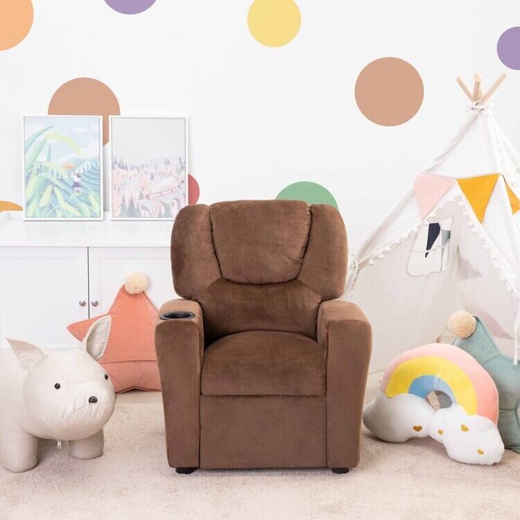 Pushback Kids Recliner Chair with Footrest & Cup Holders - Ultimate Comfort for Toddlers