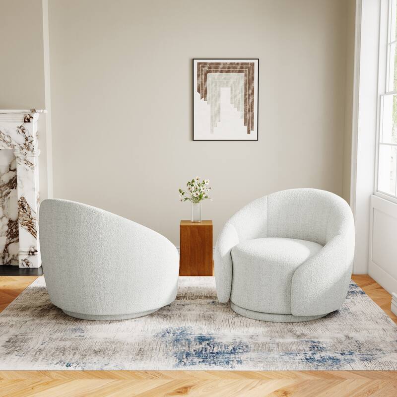 35" Wide Upholstered Swivel Accent Barrel Chairs (Set of 2)