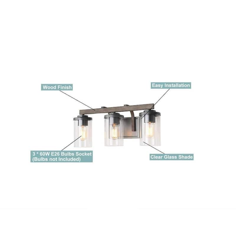 Fora Modern Farmhouse 3/4-Light Bathroom Vanity Lights Glass Wall Sconces