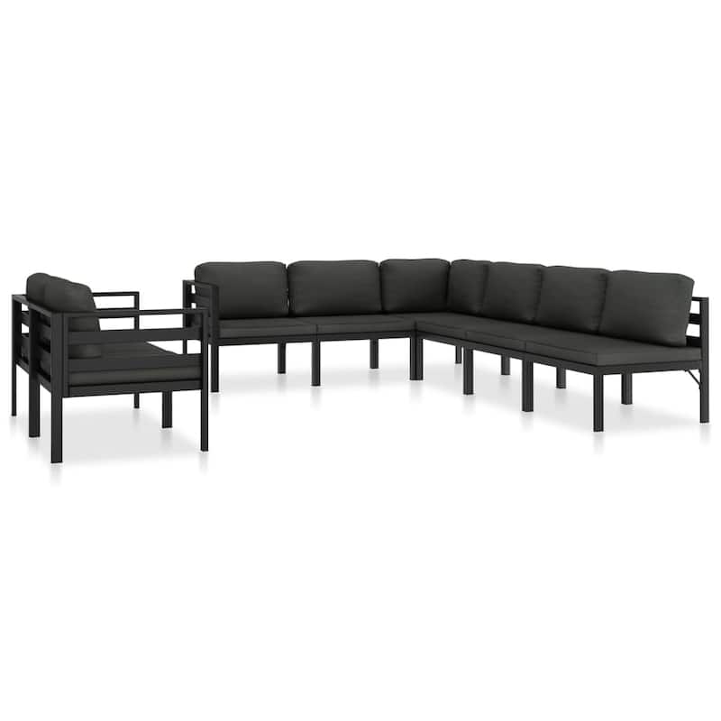 vidaXL Patio Lounge Set with Cushions Aluminum - 27.6" x 27.6" x 25.4" - Anthracite 8 Piece