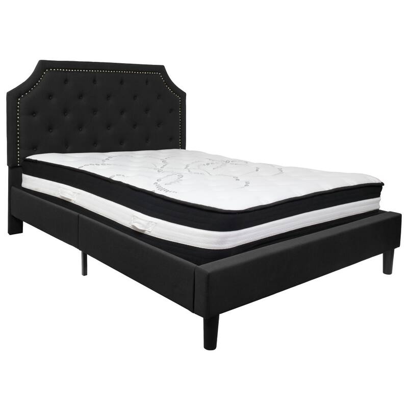 Arched Tufted Upholstered Platform Bed and Pocket Spring Mattress