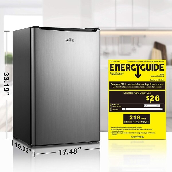 Willz 3.3 Cu. Ft. Compact Refrigerator in Gray - 19.02