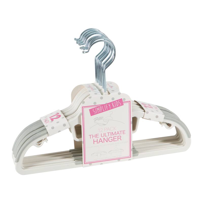 Simplify Kids 12 Pack Collar Saver Ultimate Hangers - 11.7" x 8.2" - White