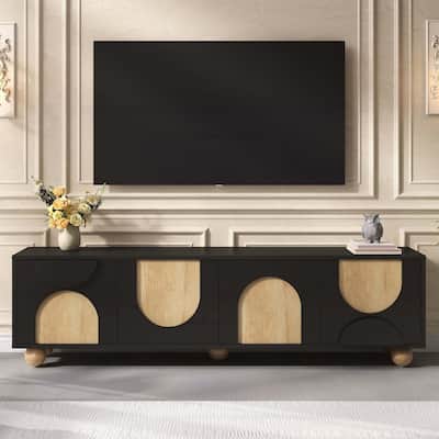 Farmhouse TV Stand with Cable Holes for TVs up to 75