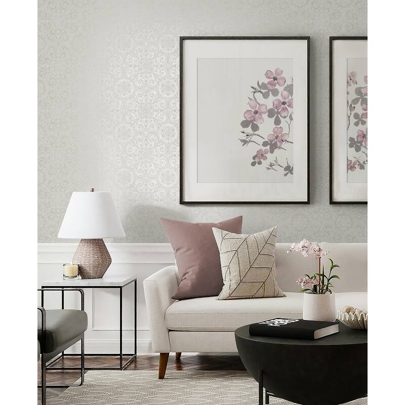 Seabrook Designs Cleo Ornamental Medallion Unpasted Wallpaper