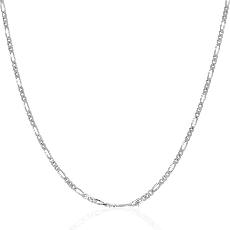 14k White Gold Solid Figaro Chain Necklace 1.9mm