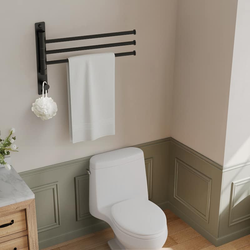 4-Arm Rust-Proof Swivel Towel Rack, 304 Stainless Steel with Hooks