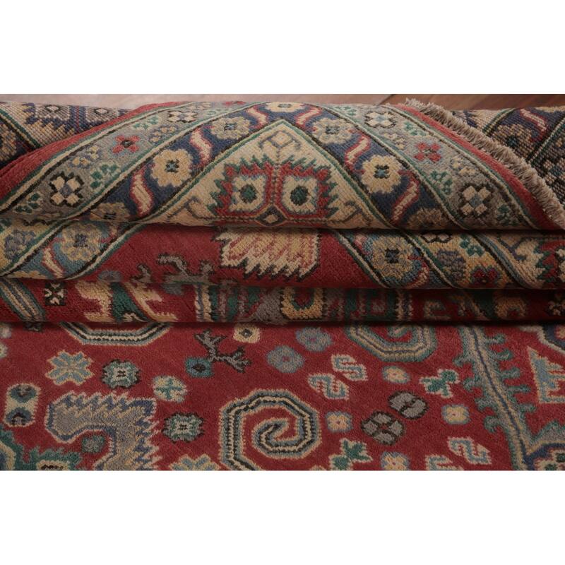 Traditional Red Kazak Area Rug Hand-Knotted Wool Carpet - 8'1" x 9'11"