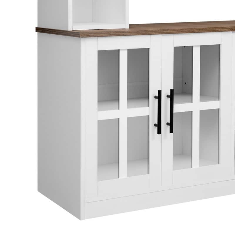 Modern 95.5" Wall Unit Entertainment Center with Bookshelves for TVs up to 80" with Electric Fireplace and Adjustable Shelves