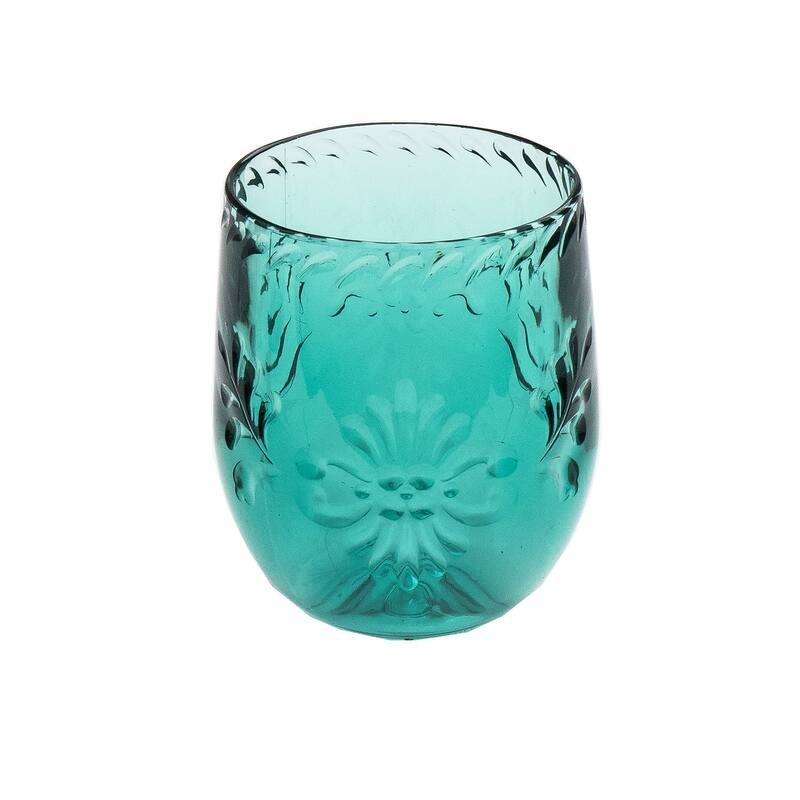 Abode Homewares Talavera Acrylic Stemless Wine Glass - 13.3 oz - Set of 6