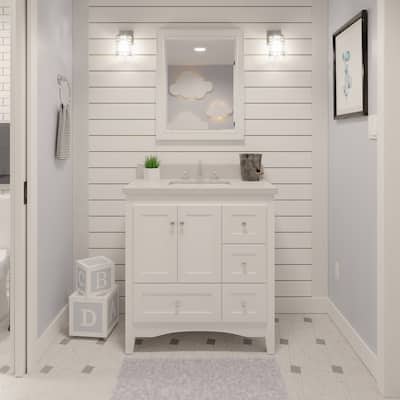 KitchenBathCollection Abbey 36" Bathroom Vanity with Quartz Top