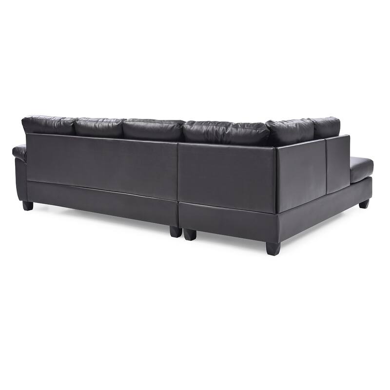 Tufted Reversible Faux Leather L-Shape Sectional Sofa - 111" - Dark Brown